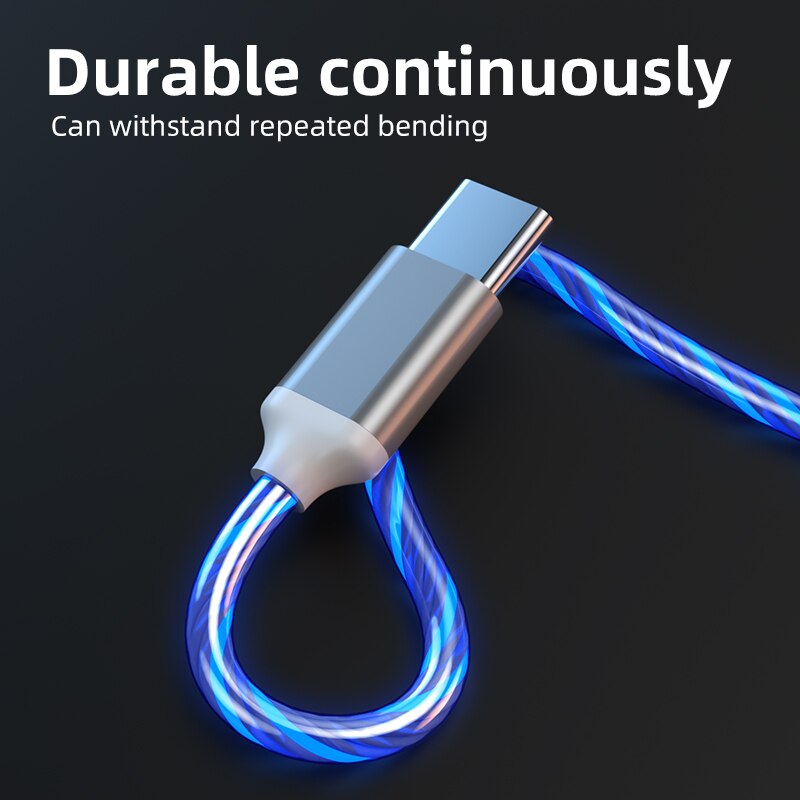 3 in 1 Fast Charging Glowing LED Light Cable | Micro USB Type C Cable